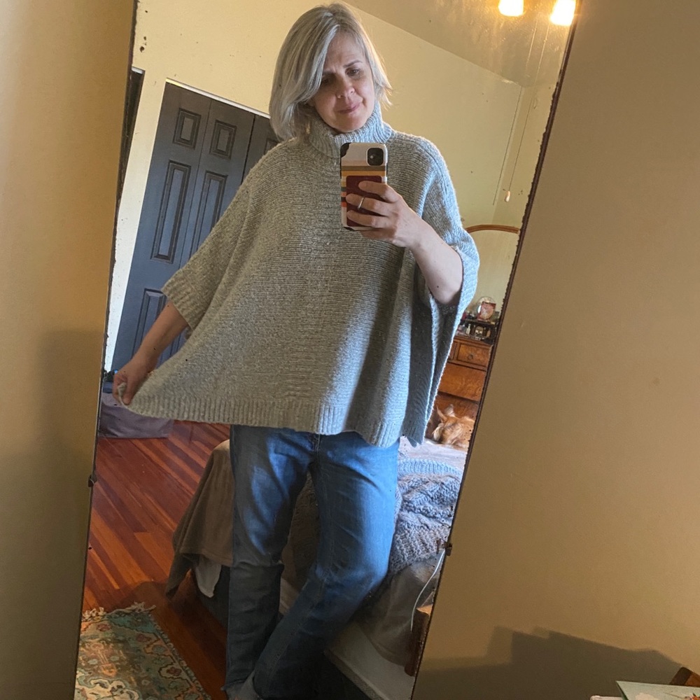 Splendid cozy wool turtleneck poncho sweater